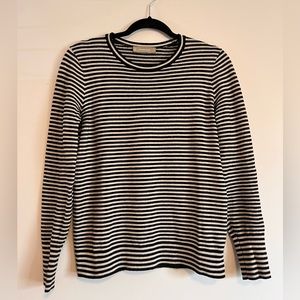 Everlane 100% Cashmere Black & White Striped Crew Sweater